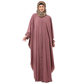 Front open Kaftan with fashionable buttons- Puce Pink